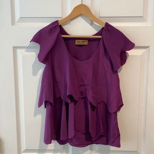 Ruffle layered silk blouse